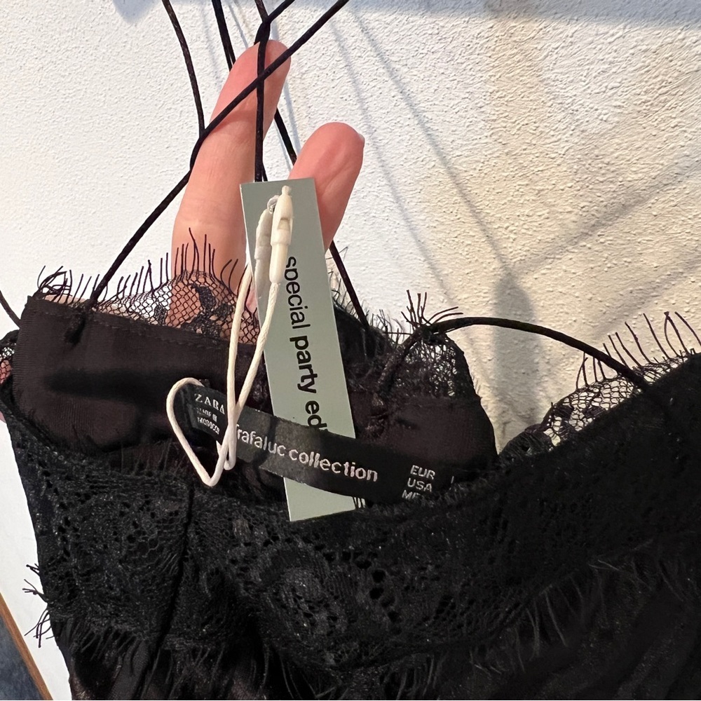 Zara NWT Trafaluc Party Velvet Striped Triple Thin Strap Semi Sheer Tank - Picture 9 of 13